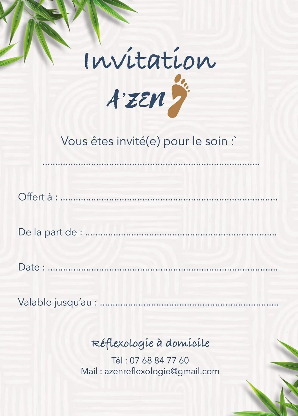 Carte cadeau A'Zen - verso