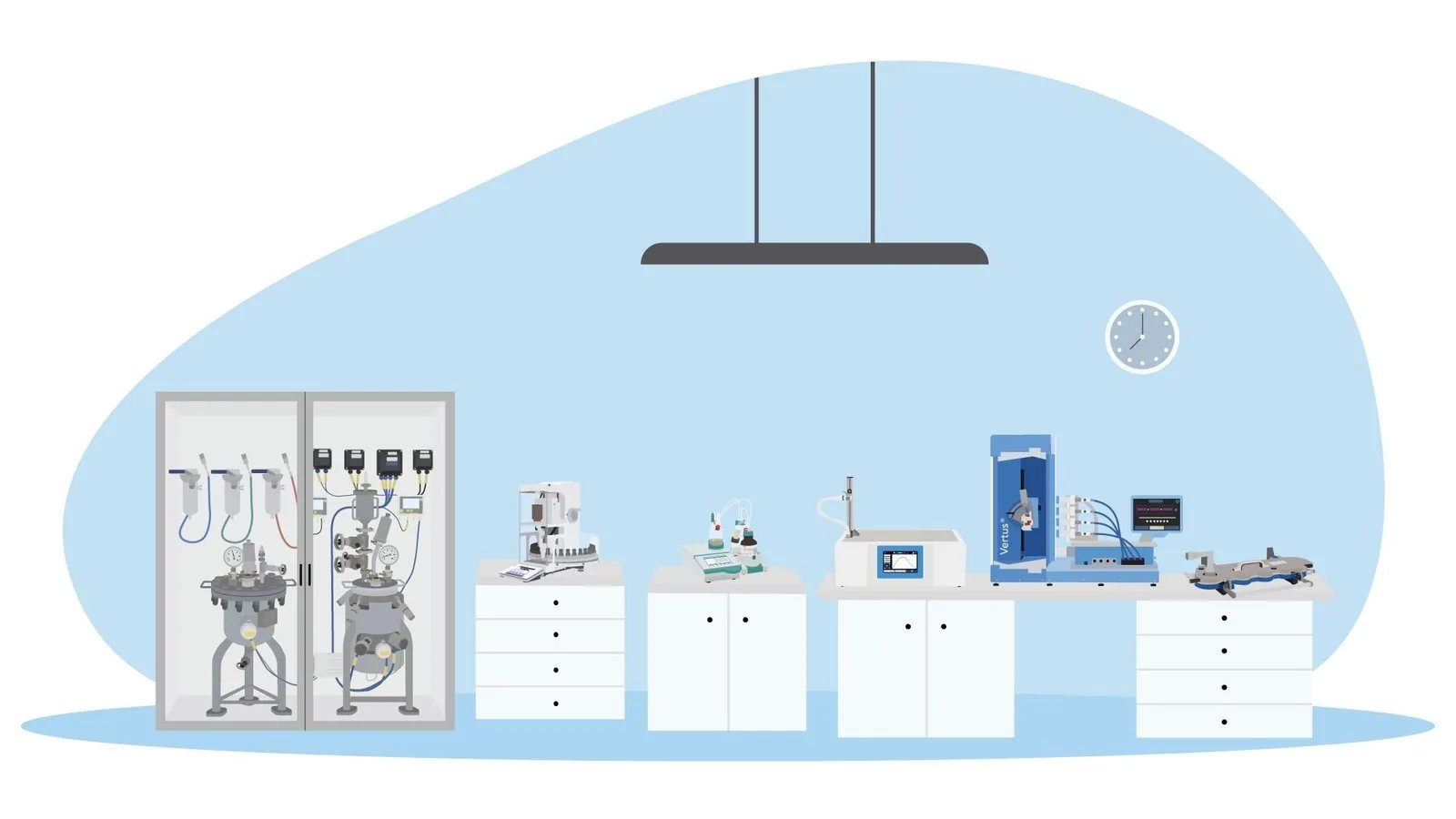 Illustration laboratoire - fond bleu clair
